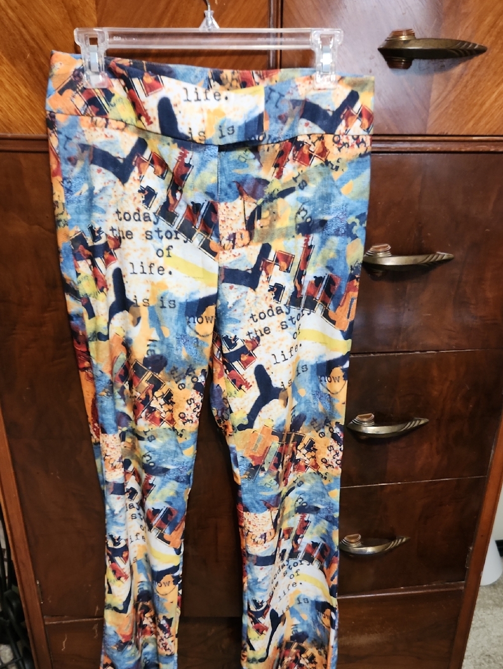 Colorful Abstract Print Kids Leggings - Blue & Yellow